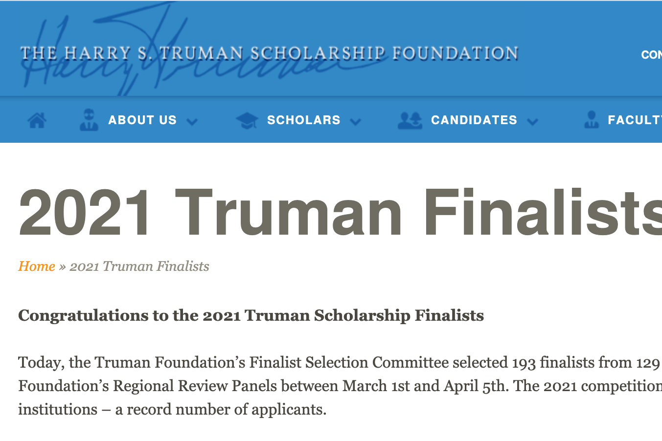 Aggies Nominated for Truman Scholarship